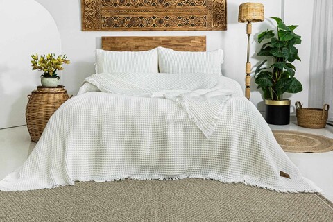 Set cuvertura pique dubla, L'essentiel Maison, Norah, Crem