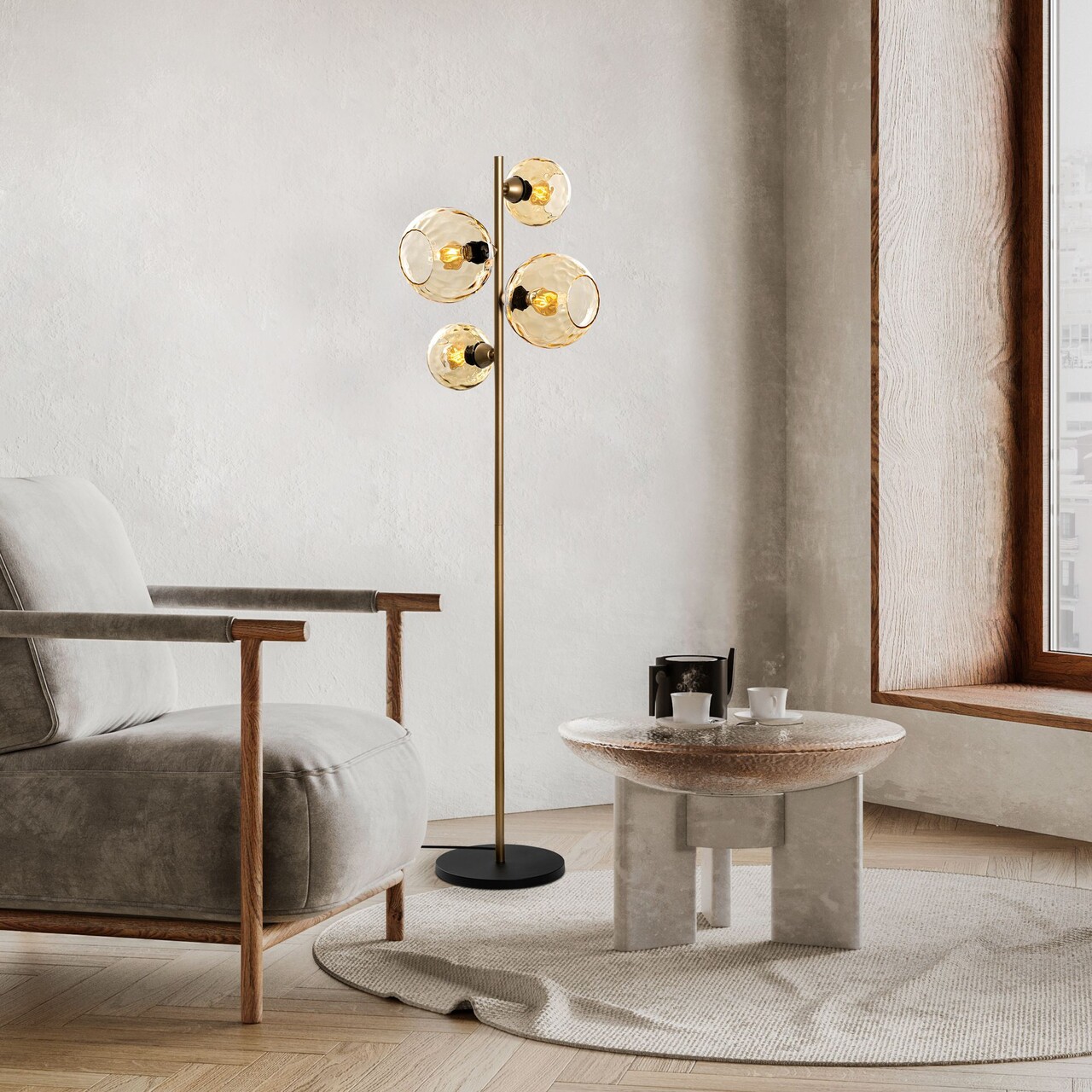 Lampadar, L'essentiel Maison, 521SHN3661, Galben / Aur