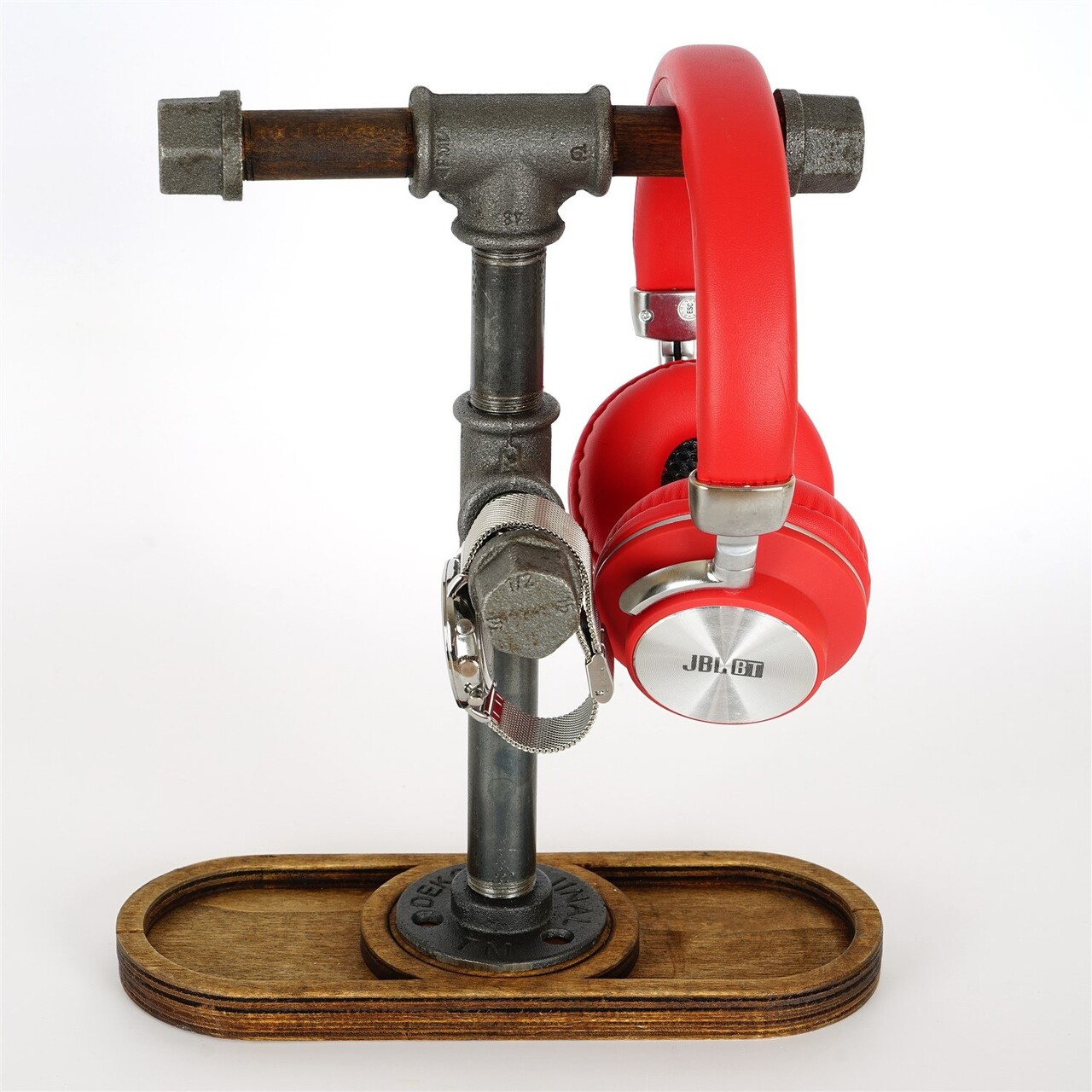 Suport pentru bijuterii, BORURAF265, 30x24x16 cm, Nuc / Argint