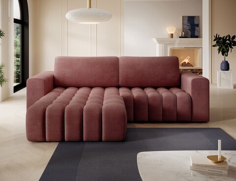 Coltar extensibil stanga 4 locuri ELTAP, Bon-13, Bonett, 250x175x92 cm, lemn/poliester, roz inchis
