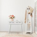 Consola cu 2 sertare Creaciones Meng, 82x42x79 cm, MDF/bambus, alb/argintiu