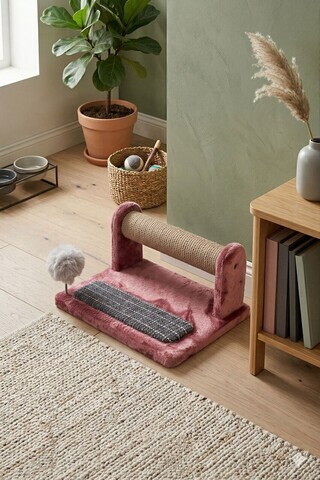 Zgarietor pentru pisici, Paws & Whiskers, Jimmy, MATERIAL TEXTIL PLUȘ, Roz