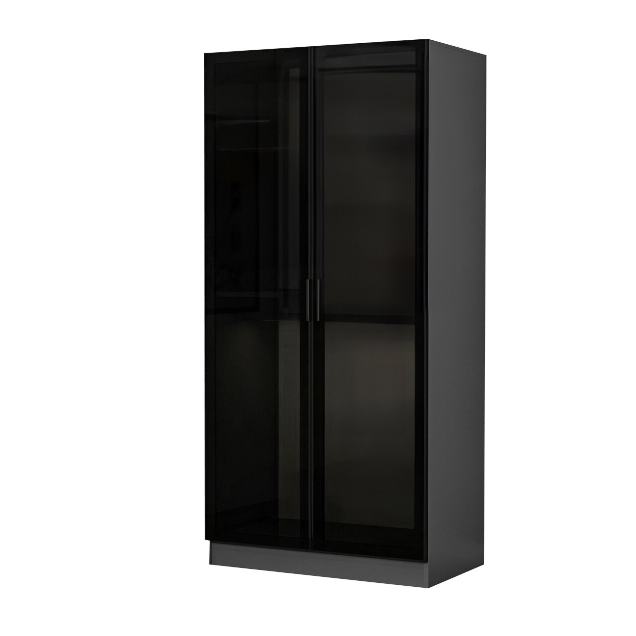 Dulap pentru haine, Minerva, Kale Glass Anthracite, 90x210x52 cm, PAL, Negru / Antracit