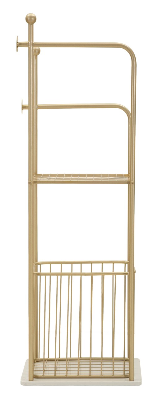 Suport pentru prosoape, Mauro Ferretti, Flish, 40x30x121 cm, metal/imitatie de marmura, auriu/alb - view 5