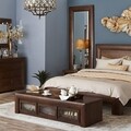 Pat 180x200 cm cu somiera, Luvru, L.210 l.208 H.120, pal/mdf/furnir de fag, maro