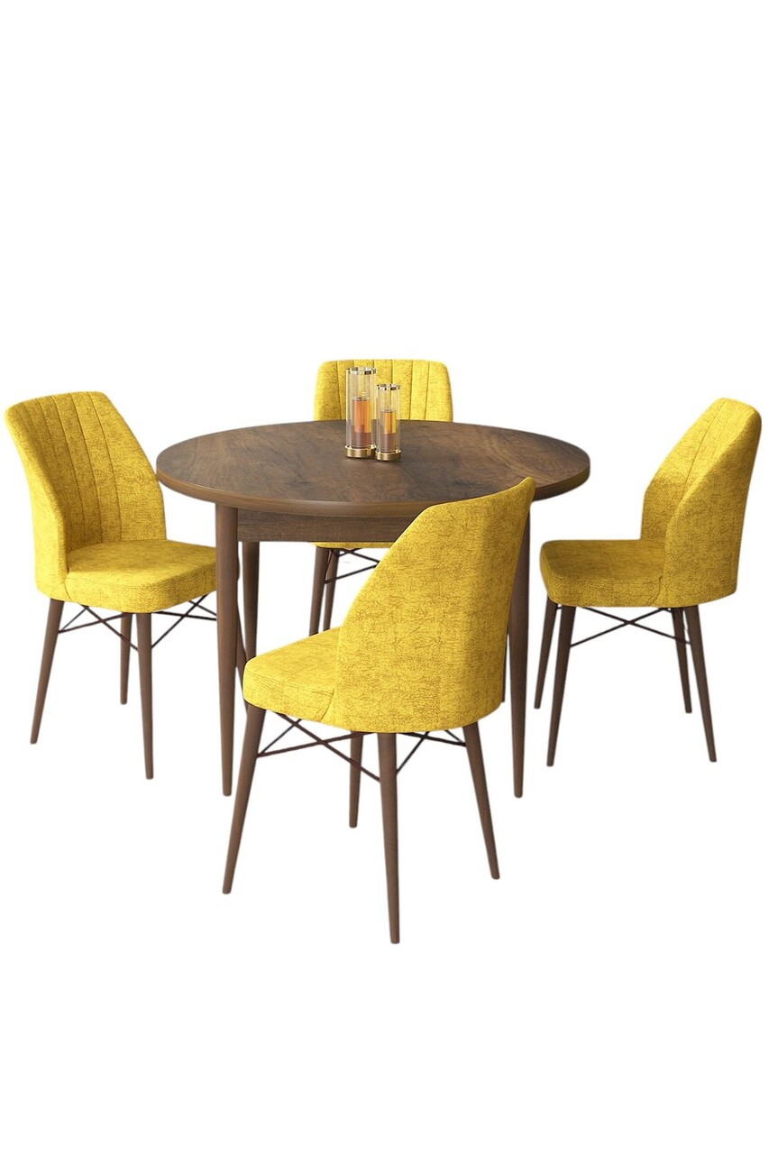 Set masă și scaune (5 bucăți), Hanah Home, Rox, Baroc / Muștar - view 2