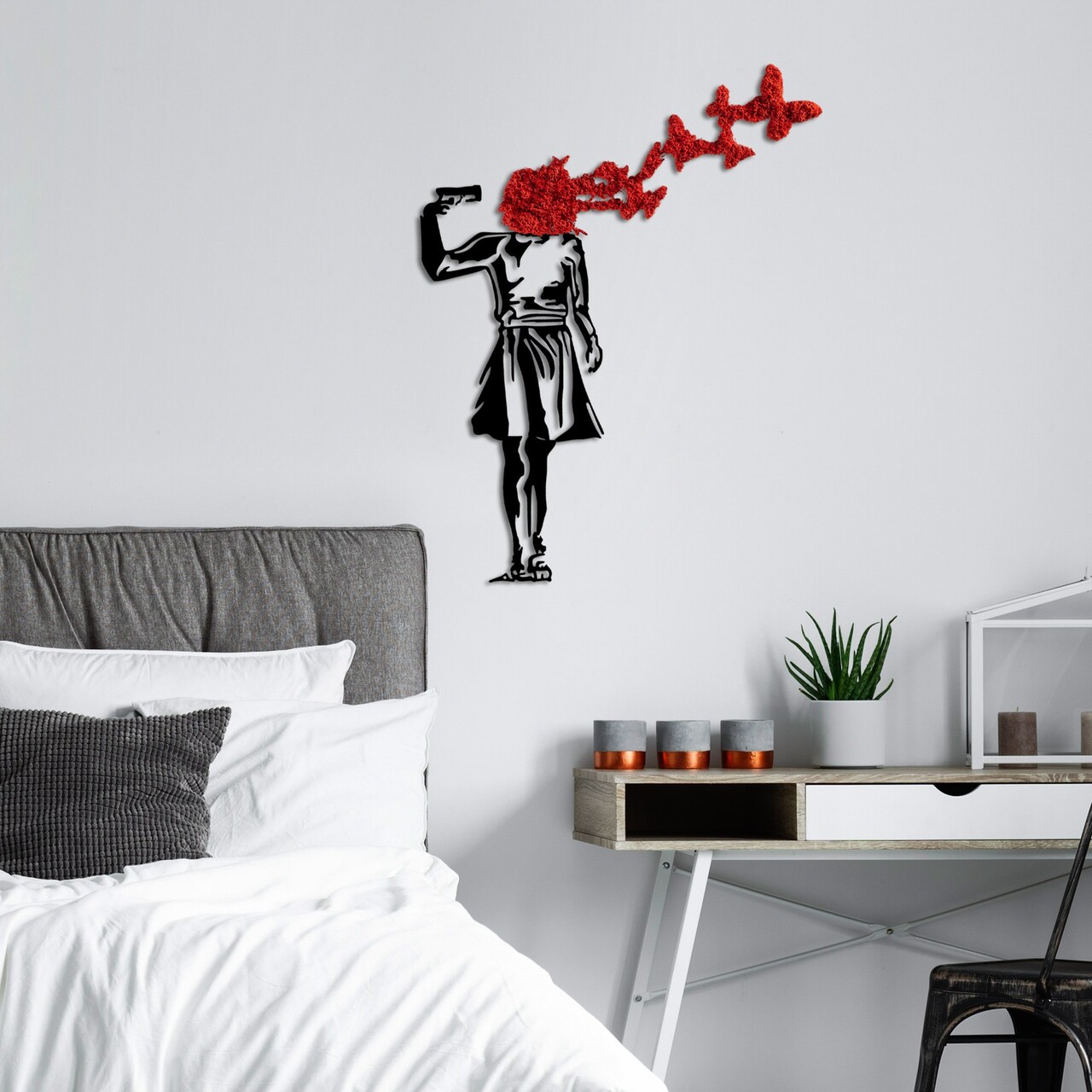 Decoratiune de perete, Banksy, Dimensiune: 66 x 51 cm, Roșu/Negru - view 2