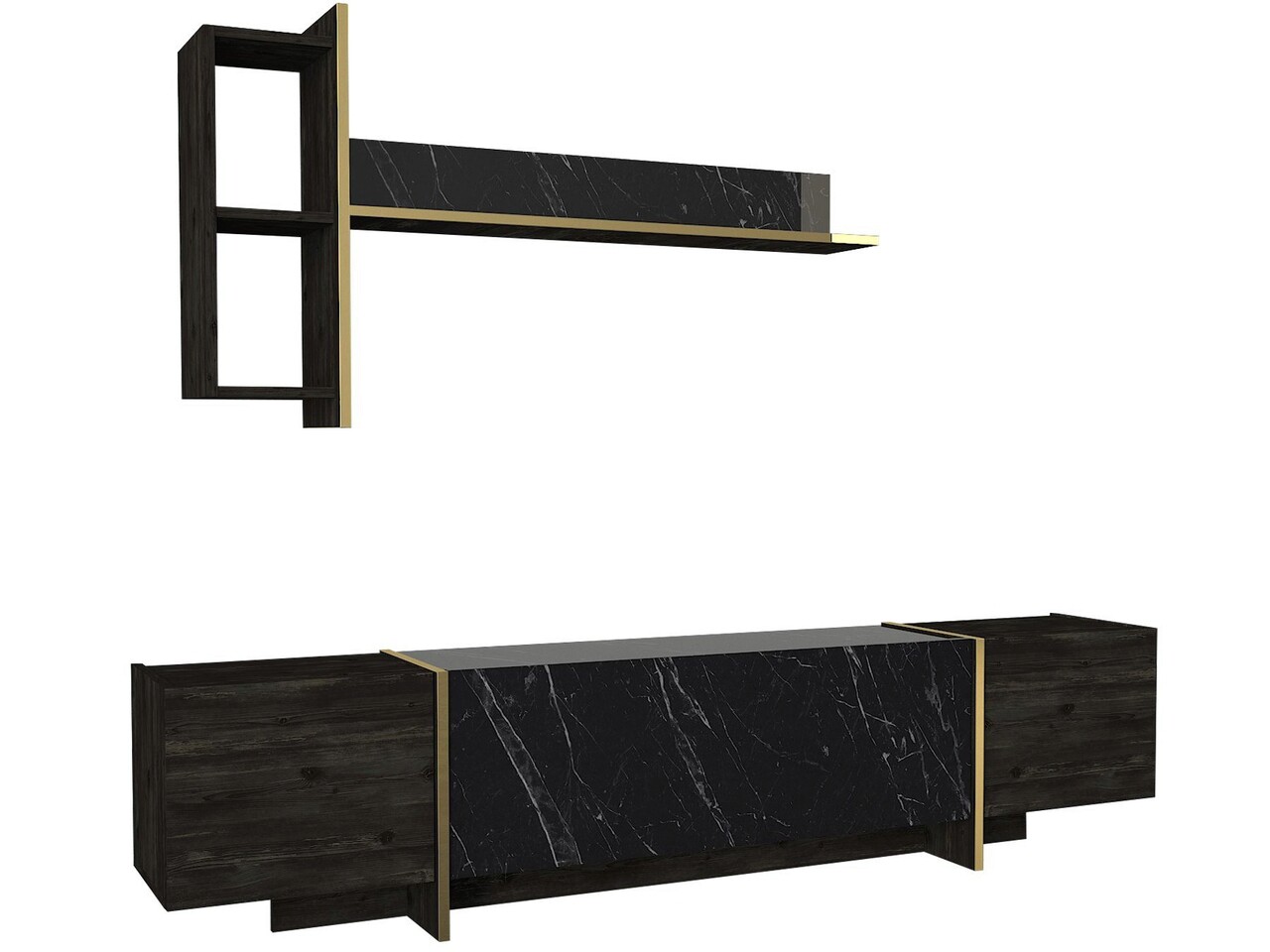 Set mobilier living, Hanah Home, Veyron Set 3, Negru - imagine 9