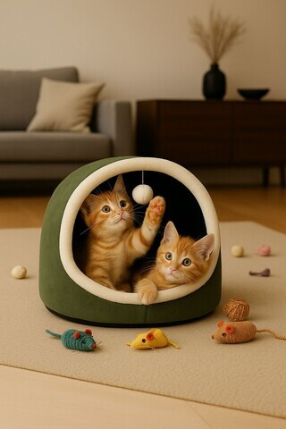 Pat pentru pisici, Paws & Whiskers, Alaska STD, Poliester, Verde