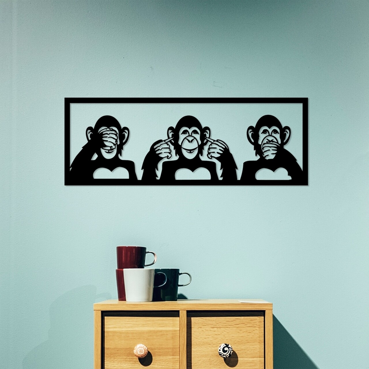 Decoratiune de perete, Three Monkeys - L, Tanelorn, 100x36 cm, metal - 2 | YEO