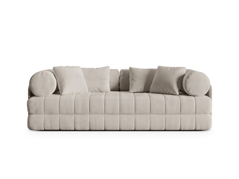 Canapea extensibila 3 locuri, Kemi, Cosmopolitan Design, 206x95x70 cm, catifea, bej
