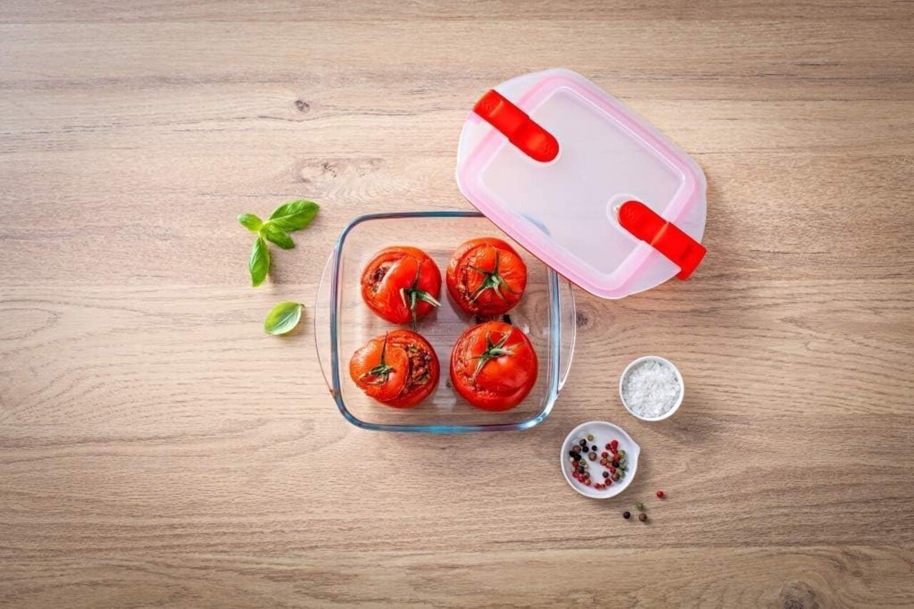 Caserola patrata, cu capac, sticla termorezistenta, 25x22cm/2,2L, "Cook&amp;Heat" - Pyrex - imagine 2