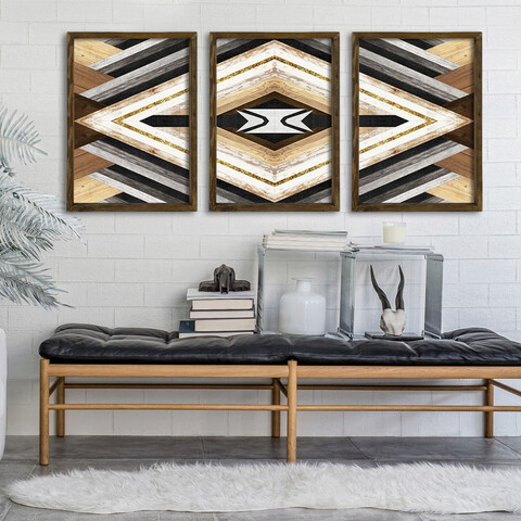 Set 3 tablouri decorative, TAH078, MDF, Imprimat UV, Multicolor