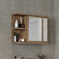Dulap de baie cu oglindă, Hanah Home, 2674, 60x45x16 cm, PAL MELAMINAT, Maro