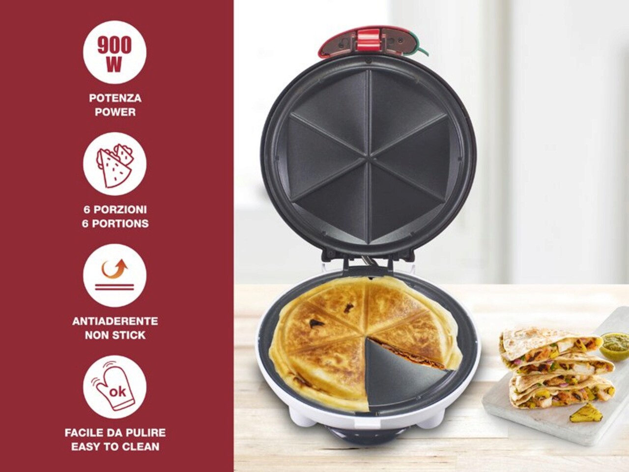 Gratar electric Beper, 900 W, 28.5x25x12 cm, plastic, rosu/alb — imaginea 4
