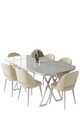 Set masa si scaune (7 piese), Hanah Home, Arvon, Alb / Crem