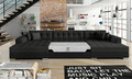 Coltar extensibil 5 locuri, ELTAP, Vento, 359x165x87 cm, lemn/poliester, negru/negru