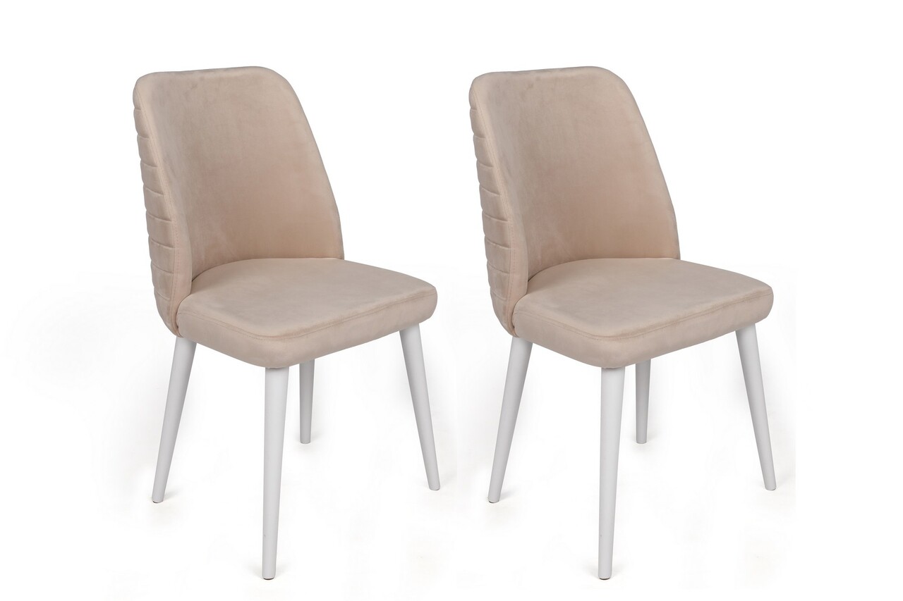 Set de scaune, Nmobb, Tutku-326 V2, Lemn, Crem / Alb /