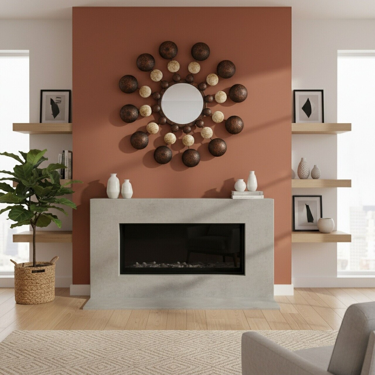 Oglinda decorativa, Bys, Oglindă de sticlă, Multicolor — imaginea 2