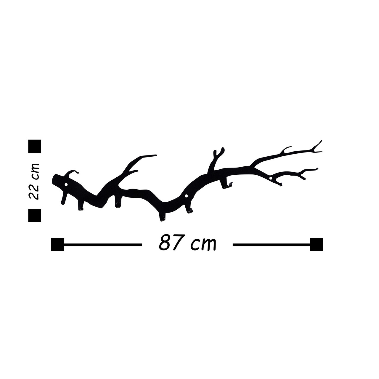 Cuier de perete, Bough, Metal, Dimensiune: 87 x 22 cm, Negru