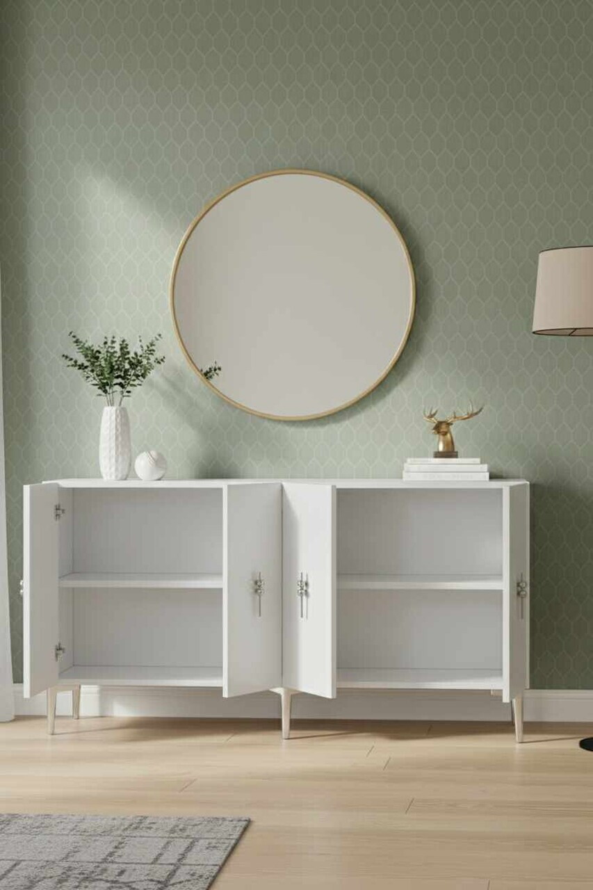 Consola, Hanah Home, Ayshe 150, 150x75x32 cm, Alb / Argintiu — imaginea 3