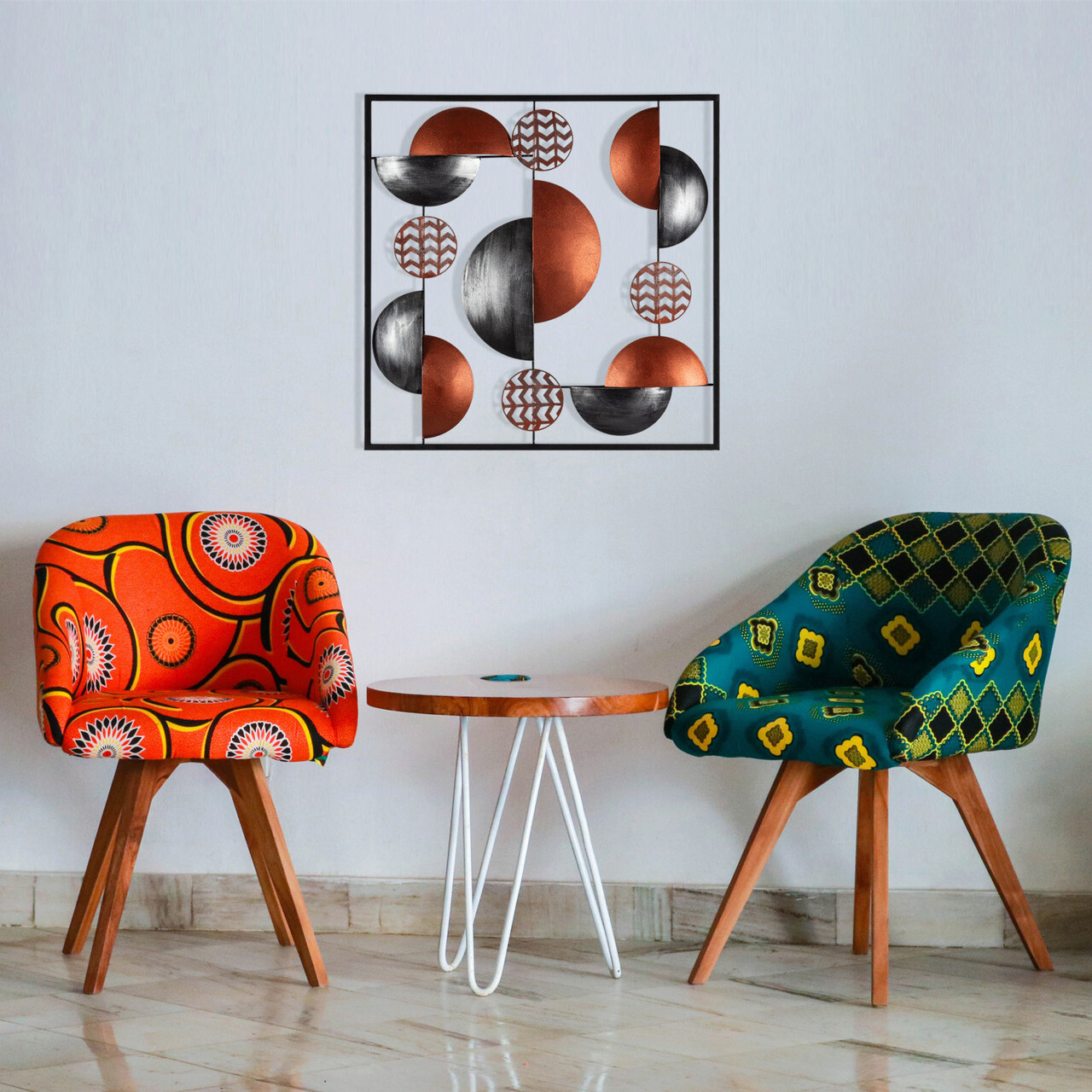 Decoratiune de perete, Aurora - CH101-4, metal, 55 x 55 cm, multicolor - 2 | YEO