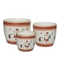 Set 3 ghivece Santa, Decoris, teracota, multicolor