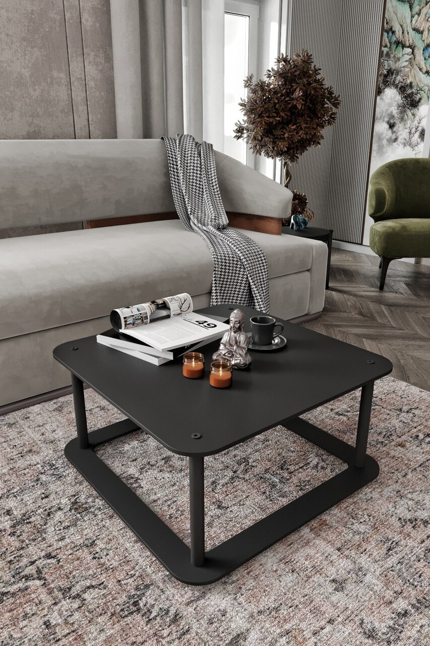 Masuta de cafea, Hanah Home, Hole Square, 70x38x70 cm, MDF , Negru - view 2