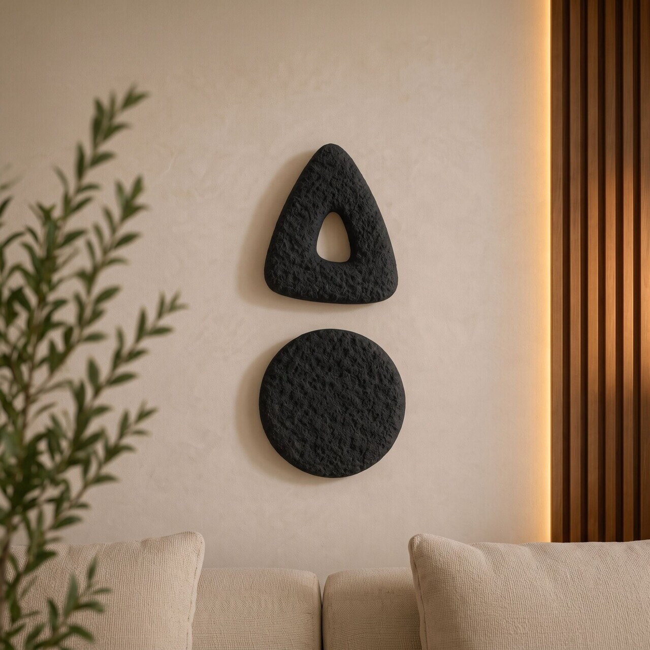 Set de accesorii decorative pentru perete, Myk3088, BETON CARBON, Dimensiunea obiectului 1: 19 x 23 cm, Negru