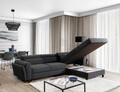 Coltar extensibil dreapta 4 locuri ELTAP, Mari-32, Mariall, 288x200x92 cm, lemn/poliester, gri inchis