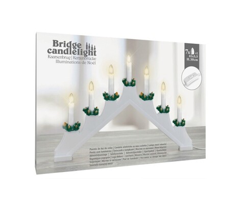Sfesnic cu lumanari LED Candre Bridge, 7 LED-uri, alb