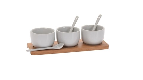 Set recipiente pentru sosuri, 7 piese, portelan, alb