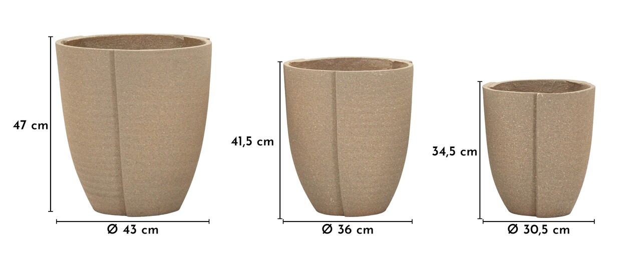 Set 3 ghivece, Mauro Ferretti, Peru Outdoor, 43x47 cm, polirasina, gri - view 7