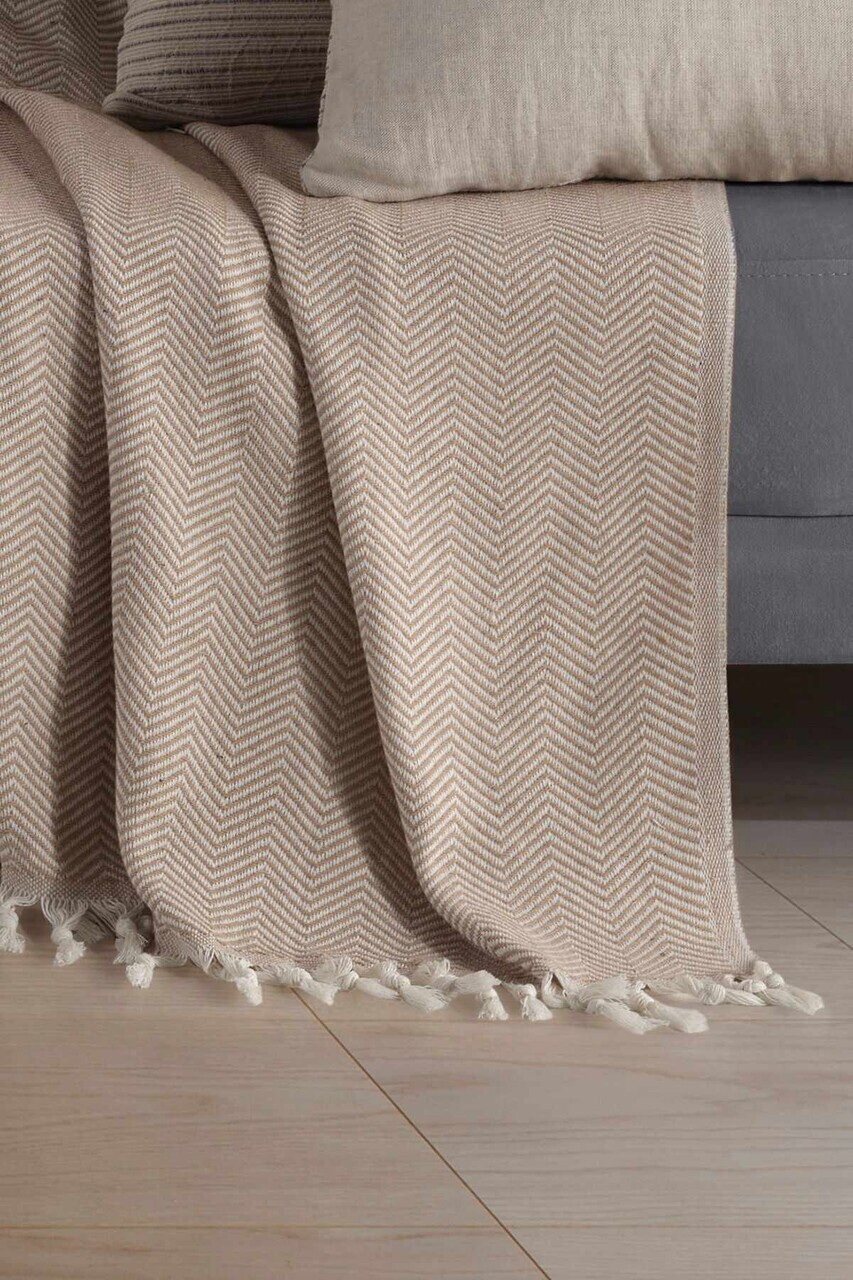 Cuvertura de pat, L'essentiel Maison, 2M, Bumbac, Bej — imaginea 2