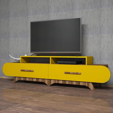 Comoda tv, hommy craft, flora, 205x50x36.8 cm, nuc / galben