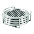 Set 4 suporturi de pahar Linea Coasters, iDesgin, Ø11.5 cm, inox, finisaj periat