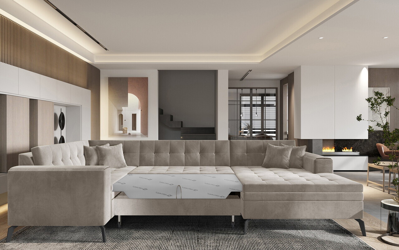 Coltar extensibil dreapta 5 locuri ELTAP, MON-RT-18SO, Montez, 340x180x93 cm, lemn/poliester, bej - view 3