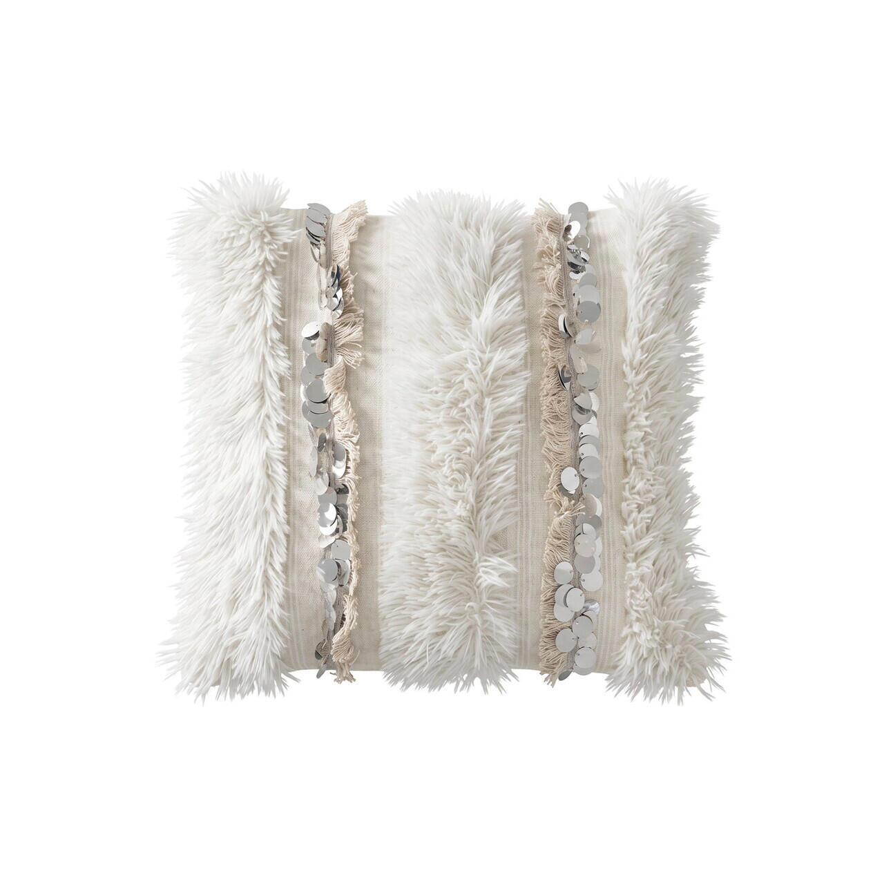 Husa de perna, Morocco 43, 43x43 cm, 65% POLIESTER RECICLAT/35% IN, Crem / Argintiu — imaginea 3