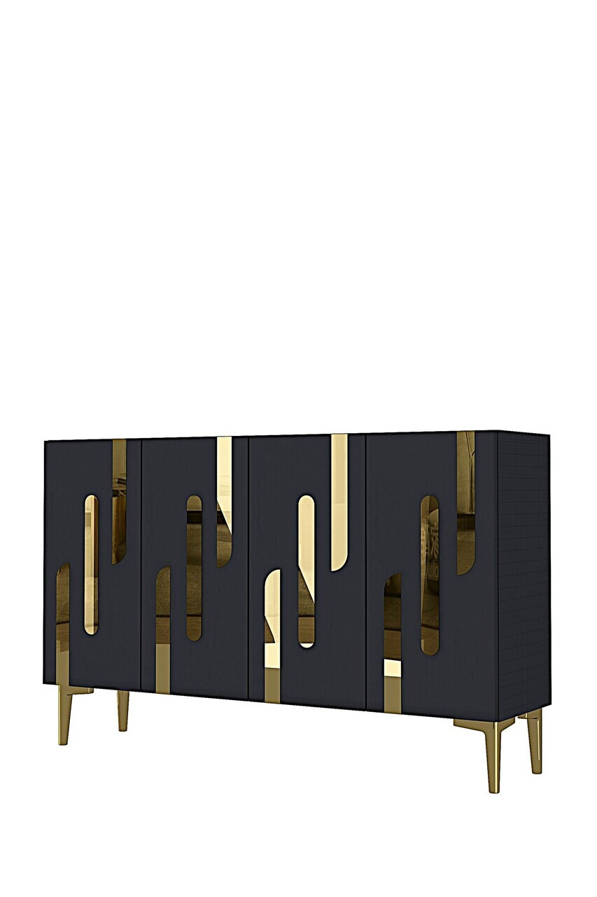 Consola, Hanah Home, Ece 120, 120x75x32 cm, Antracit / Aur — imaginea 3