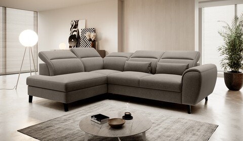 Coltar extensibil stanga 4 locuri ELTAP, LT-18VER, Noble, 255x201x100 cm, lemn/poliester, bej inchis