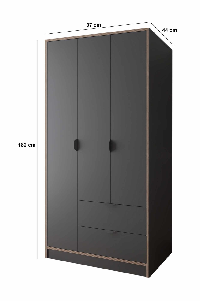Dulap pentru haine, Hanah Home, Arden 3, 97x182x44 cm, Antracit - view 10