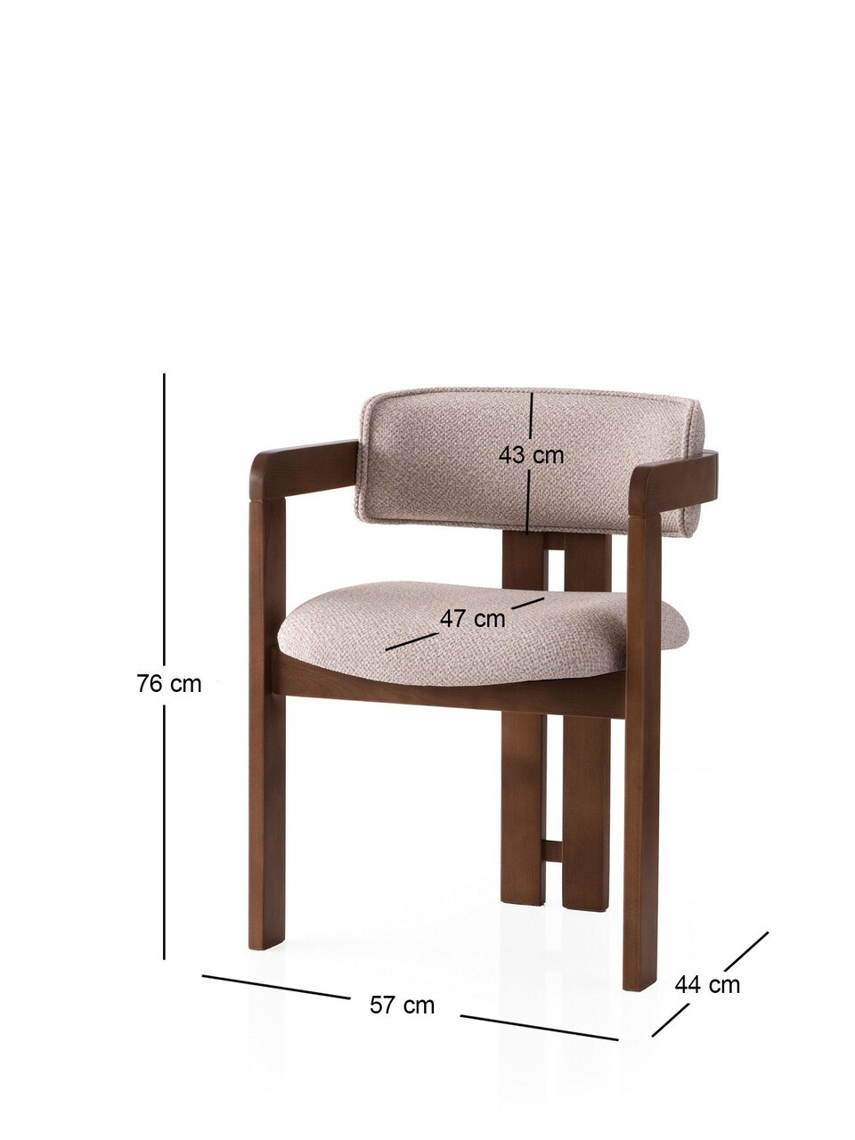Scaun, Hanah Home, Cozy, 57x76x44 cm, Maro/Crem - view 4