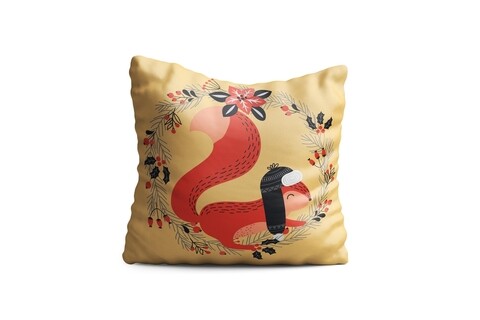 Perna decorativa squirrel w hat, oyo kids, 43x43 cm, poliester, multicolor