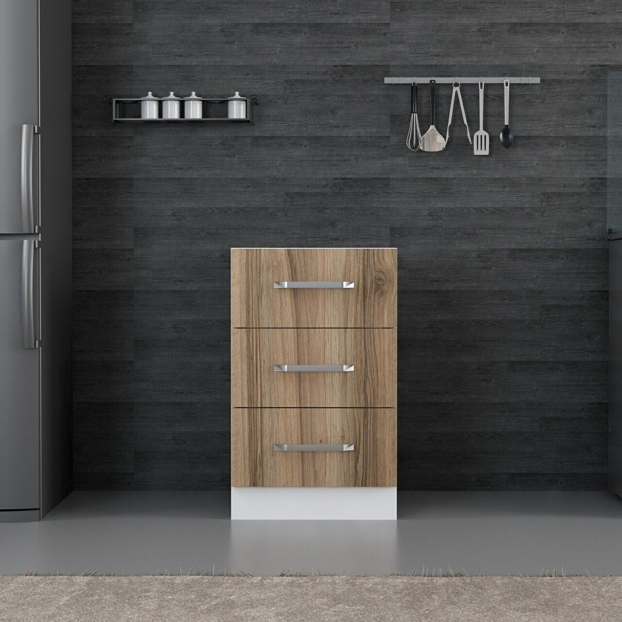 Dulap pentru bucatarie, Hanah Home, Minar, 50x87x58 cm, Alb / Dore — imaginea 2
