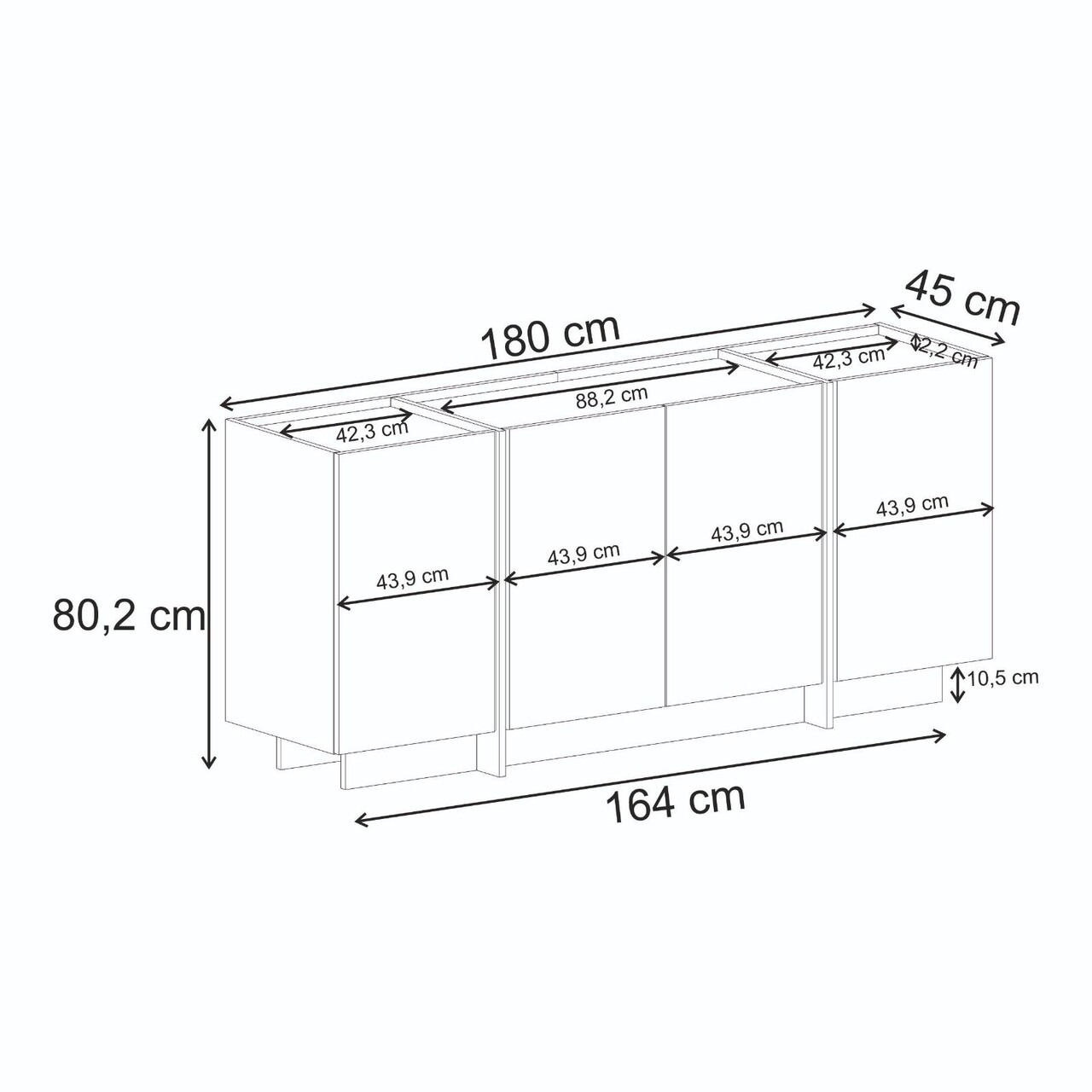 Consola, Nordure, Dorma, 180x80x45 cm, Alb/Pin Atlantic - imagine 9