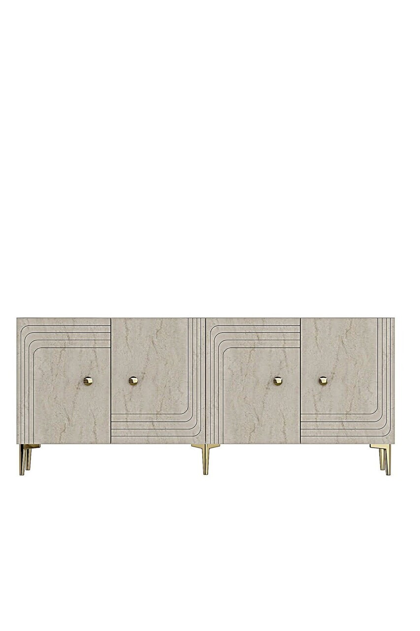 Consola, Hanah Home, Lessi 180, 180x75x32 cm, Alb / Travertin — imaginea 6