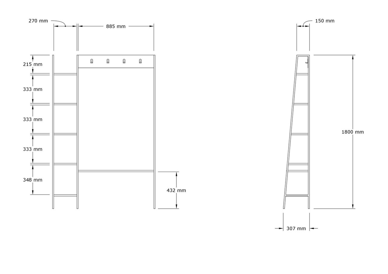 Cuier De Perete, Asse Home, Marken, 120x180x30 Cm, Alb