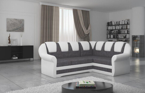 Coltar extensibil dreapta 3 locuri ELTAP, LII-038, Lord II, 243x195x112 cm, lemn/poliester, gri inchis/alb