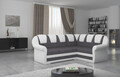 Coltar extensibil dreapta 3 locuri ELTAP, LII-038, Lord II, 243x195x112 cm, lemn/poliester, gri inchis/alb