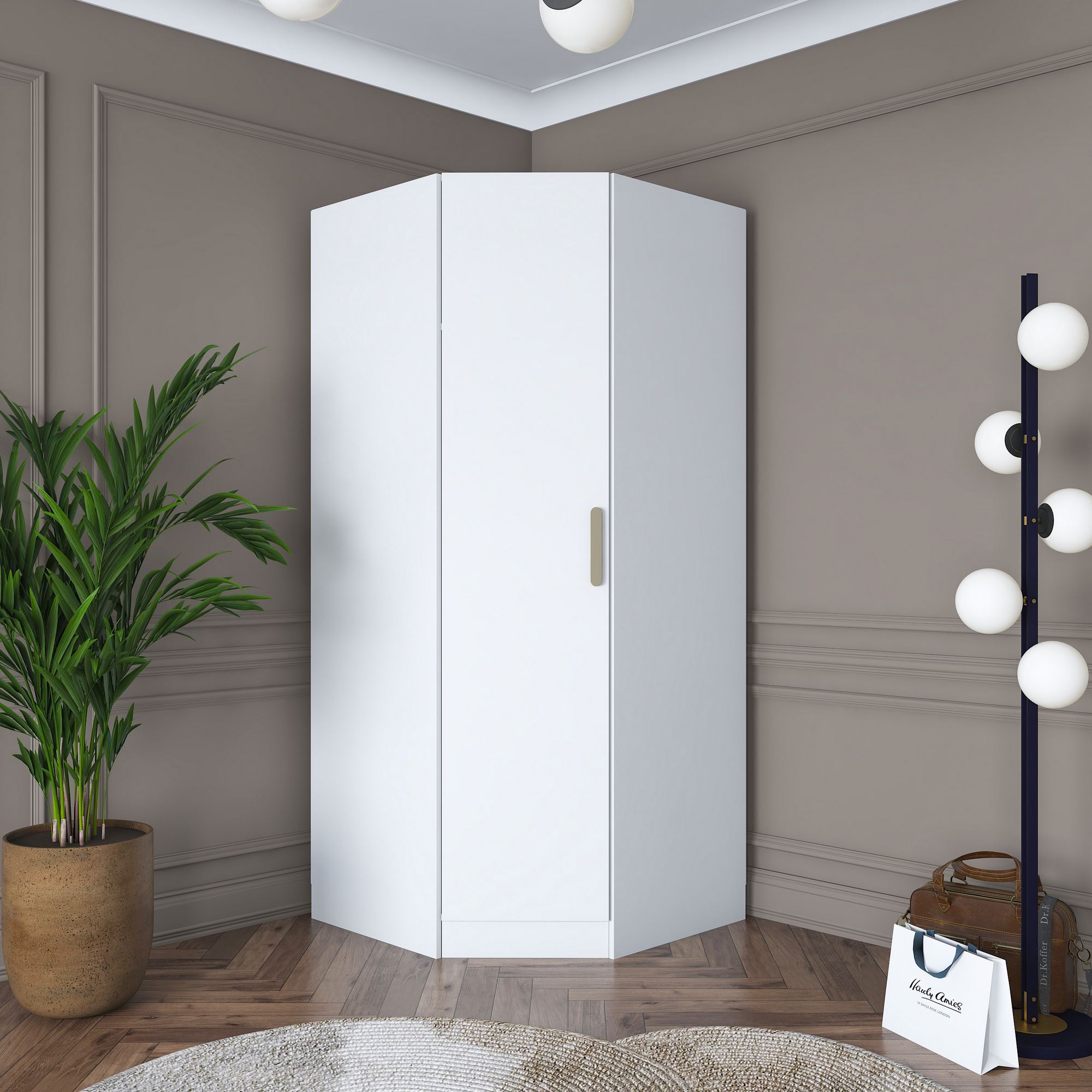 Dulap pentru haine, Hanah Home, BA140, 91x210x57.5 cm, PAL MELAMINAT CALITATE E1, Alb